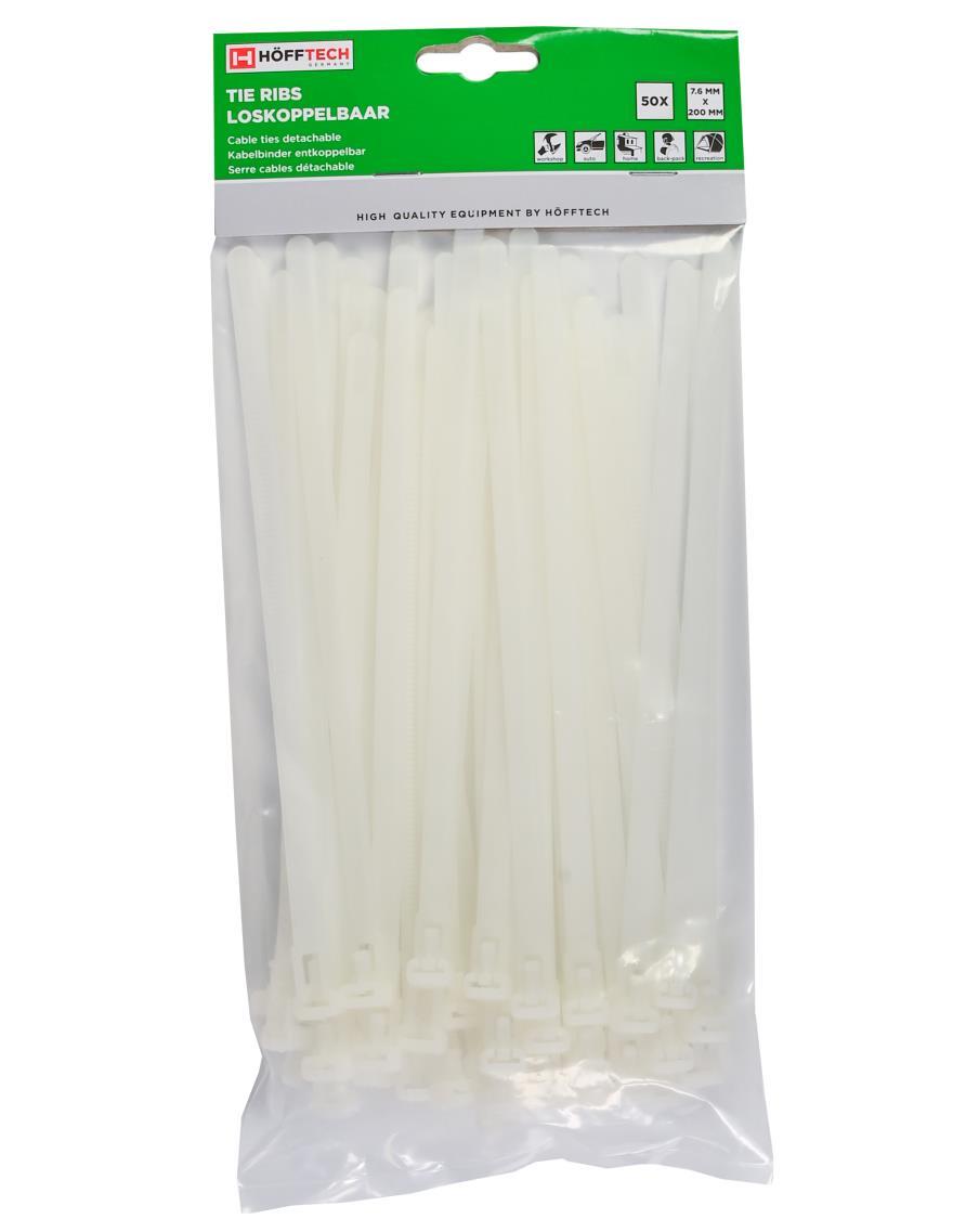Tie ribs loskoppelbaar 7.6 x 200 mm 50 dlg wit