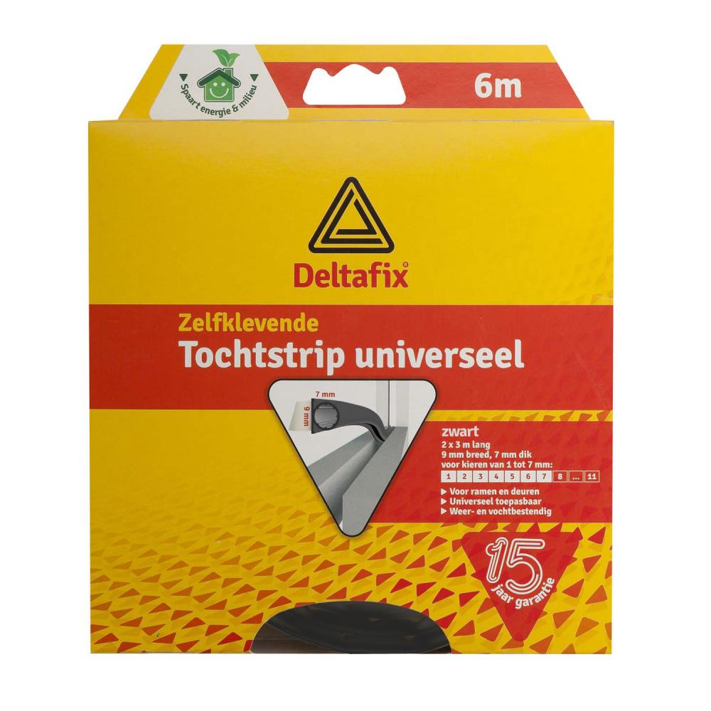 Deltafix Tochtstrip o-profiel siliconen 9 x 7 mm 1-7 mm 2 x 3 mtr zwart